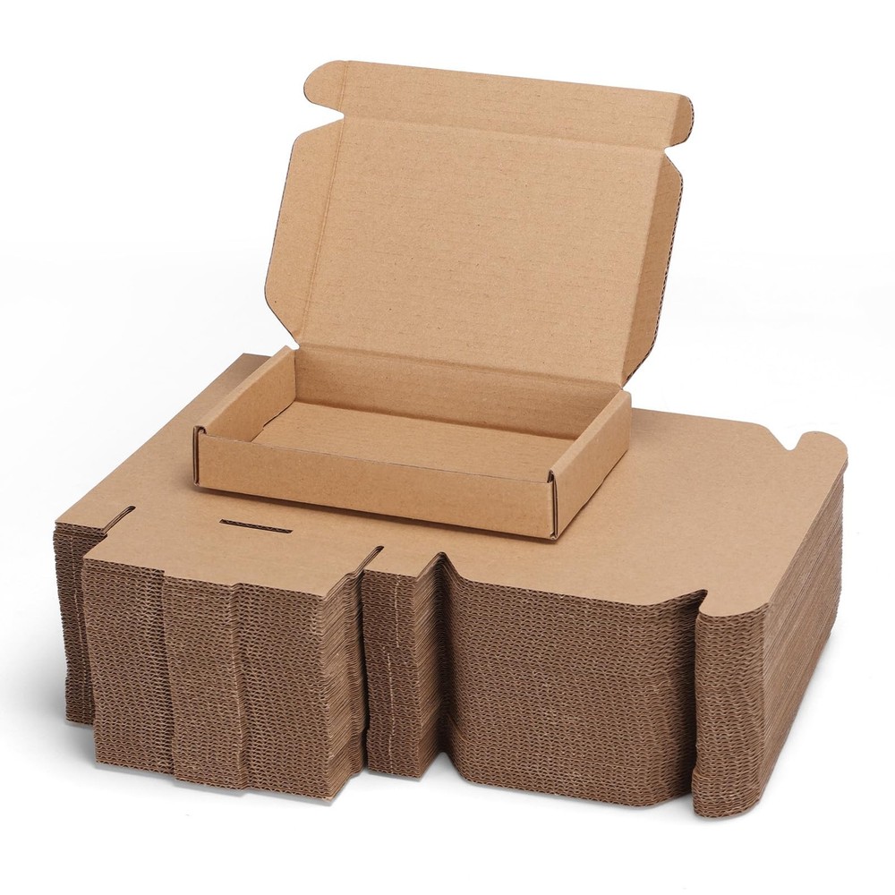 PHAREGE 6x4x1 inch Shipping Boxes Bulk 50 Pack Brown, Tab Lock Tuck Top Maile…