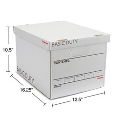 STAPLES Corrugated File Box Lift Off Lid, Letter/Legal Size, White/Black, 10/…
