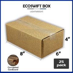 25 8x6x4 EcoSwift Cardboard Packing Moving Shipping Boxes Corrugated Box Cartons