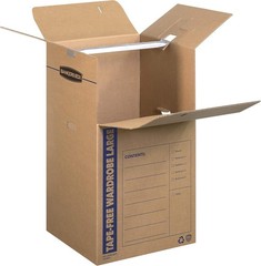 Bankers Box Tall Wardrobe Box 24x24x40 Inches Tape-Free Moving Storage with