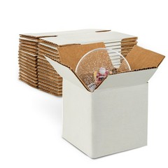 MT Products White Corrugated Cardboard Shipping Boxes 7″ x 7″ x 7″ – Pack of 10