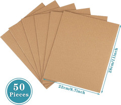 50 Pack Corrugated Cardboard Sheets Flat Hard Cardboard Inserts Back to School C