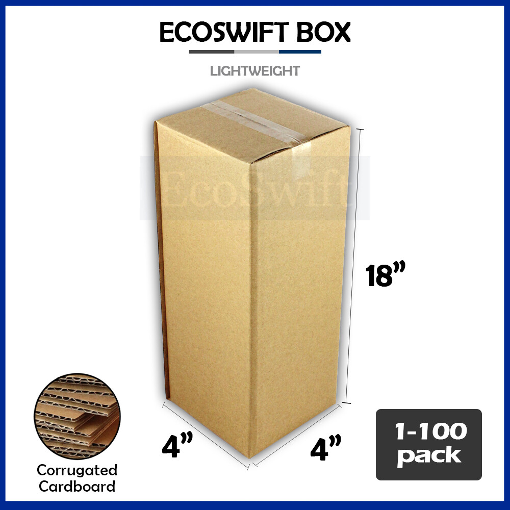 1-100 4x4x18 “EcoSwift” Cardboard Packing Mailing Tall Long Shipping Box Cartons