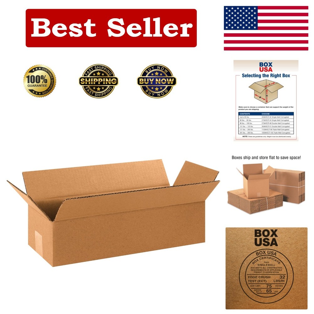 High-Strength 25-Pack Corrugated Shipping Boxes 16″L x 6″W x 4″H – Made in USA