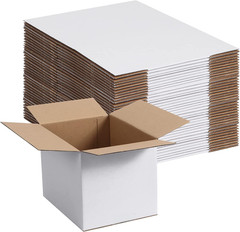 40-Pack White Corrugated Shipping Boxes, 8x6x6 Inches