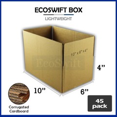 45 10x6x4 EcoSwift Cardboard Packing Moving Shipping Boxes Corrugated Box Carton