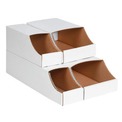 BBINB412 Stackable Bin Boxes, 4″x12″x4.5″, Oyster White, Pack of 50