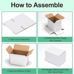 Brand New 6x4x4 Shipping Boxes 50 Pack White Cardboard