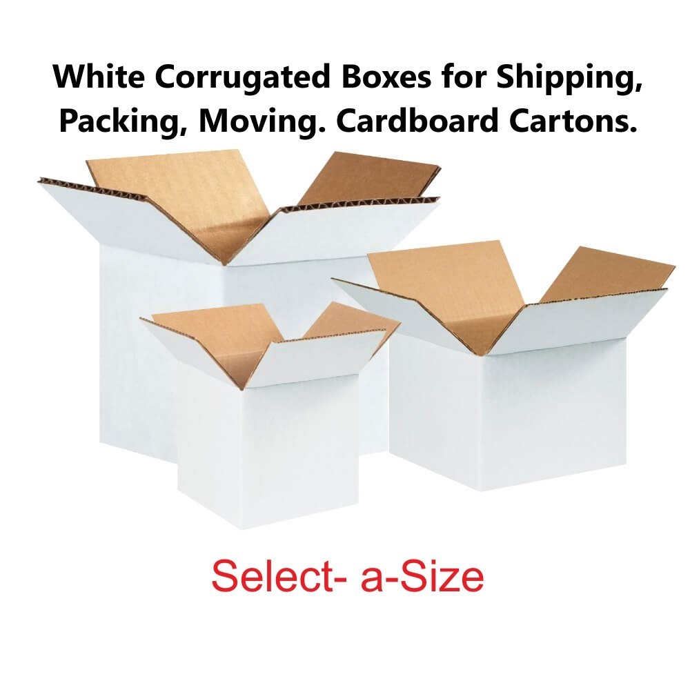 25 11.25″x8.75″x6″ White Corrugated Boxes Shipping Packing Moving Cardboard