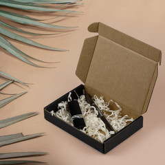 50 Pack 6X4X1 Inches Small Shipping Boxes, Black Corrugated Cardboard Boxes, Mov