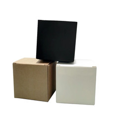 20/50Pcs Square Folding Kraft Paper Box Black White Cardboard Box for Packaging