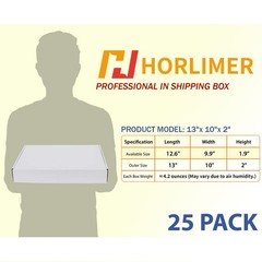 HORLIMER 13x10x2 inches Shipping Boxes Set of 25, White Corrugated Cardboard …
