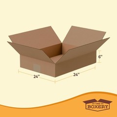 The Boxery 24″x24″x6″ Corrugated Shipping Boxes, ECT 32 – 24x24x6″, Brown