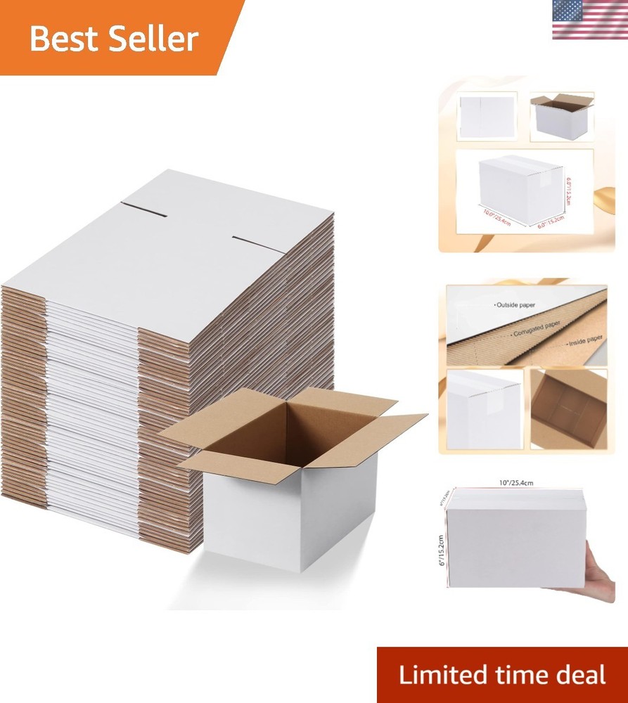Brand New 10x6x6 White Shipping Boxes Set of 40