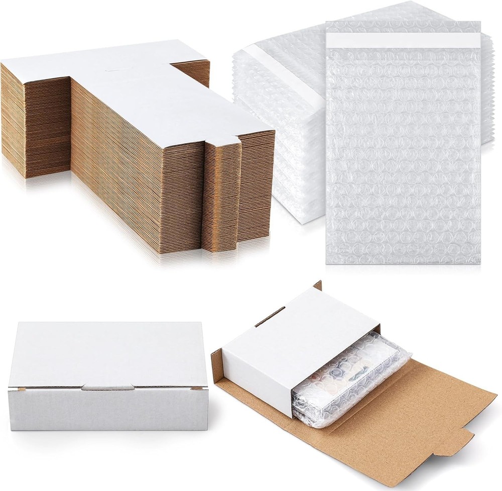 50 Pcs Cassette Mailers Cardboard Cassette Boxes with Sealing Bubble Protecti…