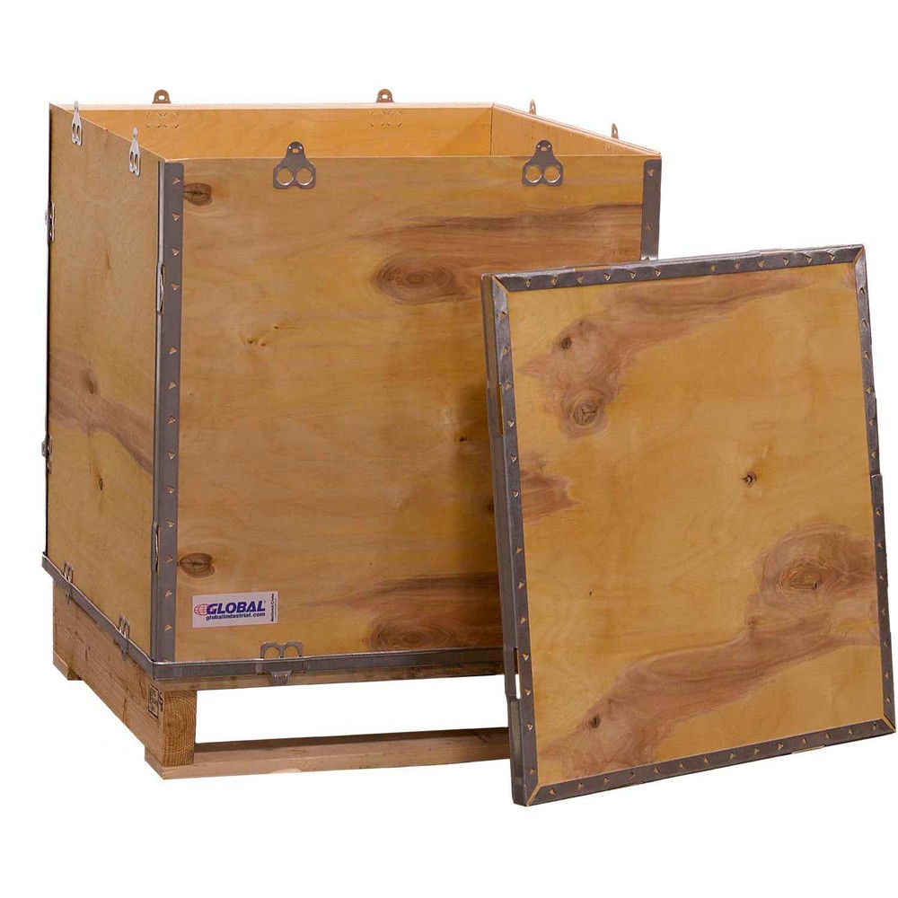 Global Industrial 4 Panel Hinged Shipping Crate w/Lid Pallet 23-1/4″L x