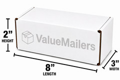 250 – 8 x 3 x 2 White Corrugated Shipping Mailer Packing Box Boxes
