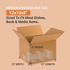 25-Pack Medium Shipping Boxes 12″x10″x8″ – Perfect for Moving & Storage