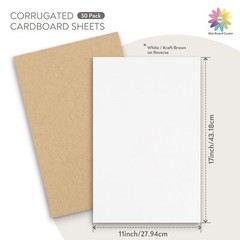 50 Pack 11×17″ Corrugated Cardboard Sheets 1/16″ Thick White One Side