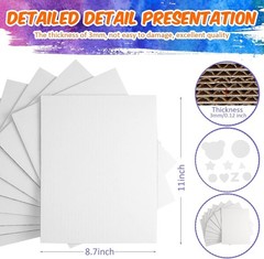 50 Pack Large White Flat Corrugated Cardboard Sheets for Shipping & Crafts