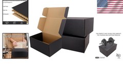 Set of 10 Black Corrugated Shipping Boxes, 12″x9″x4″ with Strong Load-Bearing