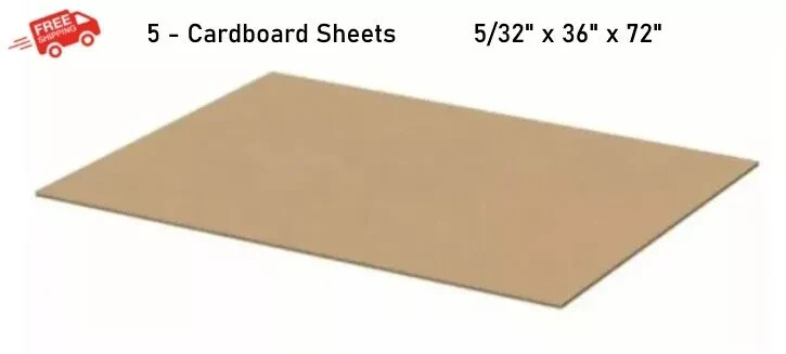 5 PACK Cardboard Sheets 36″ x 72″ Corrugated Kraft 5/32″ Thick Single Wall NEW