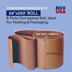 Shipping Corrugated Roll 24″L x 250″W 1-Pack, Singleface Corrugated Cardboard…