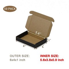 50PCS 6x4x1 Inch Small Shipping Boxes Black Corrugated Mailing Packing Box