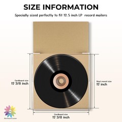 50 Pack 12-3/8 Inch Corrugated Cardboard Sheets for 12 Inch Vinyl LP Record