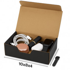 200 Black Gift Mailer Boxes 10x8x4 Premium Corrugated Shipping Boxes