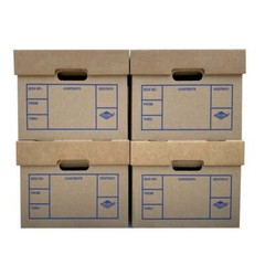 File Moving Boxes, 200# Strength, Single Wall,1 Pack, 15 x 12 x 10 in, 4 Count