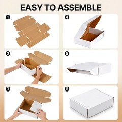 8x6x2 inches Small White Shipping Boxes 25 Pack,Corrugated Cardboard Gift Boxes,