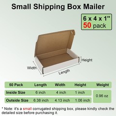 50 Pack White Corrugated Cardboard 6x4x1 Literature Shipping Boxes Small Boxes