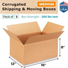 Medium Shipping & Moving Boxes 16 x 12 x 8 16 * 12 * 8″ (Medium Boxes), Kraft