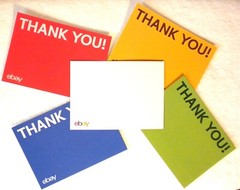 100 EBAY BRANDED 5.5″ X4″ RED BLUE YELLOW & GREEN THANK YOU CARDS NEW IN PACKAGE