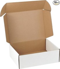 10 Pack 12x9x4 Inch White Corrugated Cardboard Shipping Boxes for Small