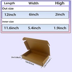 25 PCS 12x7x2 Inch Shipping Boxes Brown Corrugated Cardboard Mailer Packing