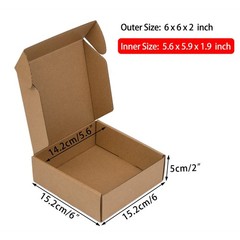 25 PCS 6x6x2 Inch Brown Corrugated Cardboard Shipping Boxes Mailing Mailer