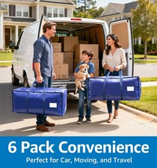 6 Pack Large Moving Bags Heavy Duty – Reusable Storage Bags with Zippers &