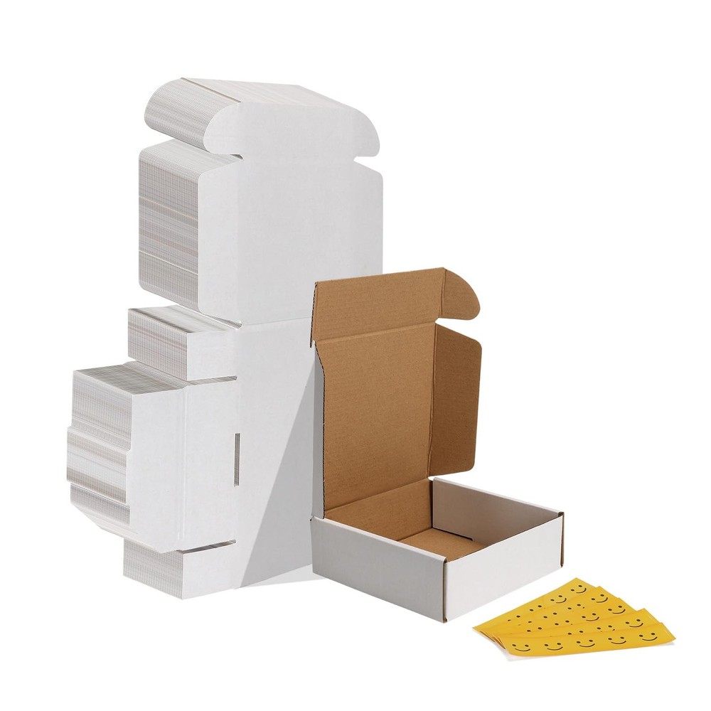 50 PCS 6x6x2 Inch White Corrugated Cardboard Shipping Boxes Literature Mailer