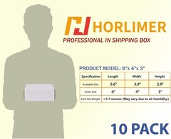 10 Pack 6x4x3 Shipping Boxes, White Corrugated Cardboard Box for Mailing, Pac…