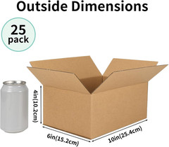 10X6X4 Shipping Boxes for Small Business, 25 Packs Corrugated Cardboard Boxes fo