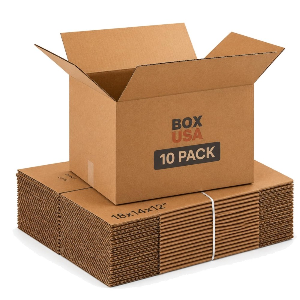 Moving Boxes Medium 18″L x 14″W x 12″H 10-Pack | Corrugated Cardboard Box for…
