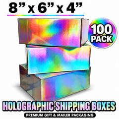 8x6x4 Holographic Shipping Boxes Gift Mailer Packaging 32 ECT Boutique