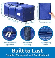 6 Pack Large Moving Bags Heavy Duty – Reusable Storage Bags with Zippers &