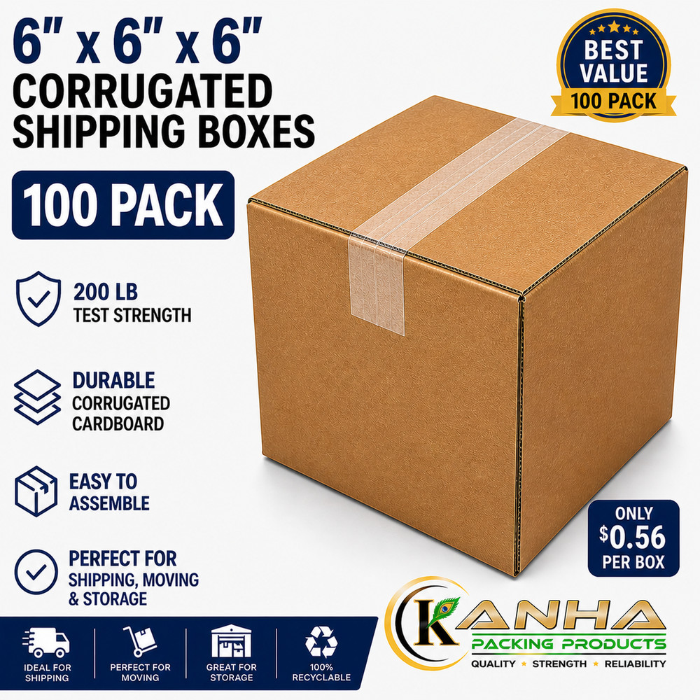 6x6x6 100 Boxes Corrugated Shipping Heavy Duty Moving Storage Packing Cardboard