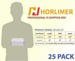 Recyclable 8x6x3 Shipping Box Set of 25 – Convenient Mailers with Stickers
