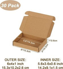 6x4x1 inch Shipping Boxes Set of 30 Brown, Inner Size 5.6×3.6×0.6 inch Cardbo…
